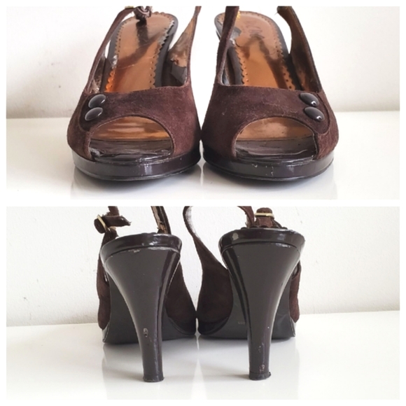 BCBG Brown Suede Heels Size 7.5 - Picture 4 of 12